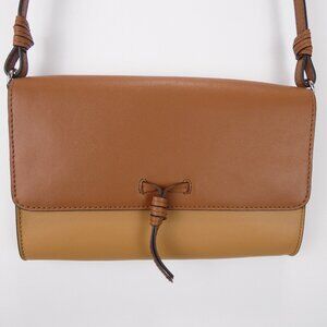 J.Jill Purse Brown Crossbody Colorblock Snap Closure Leather Womens NEW